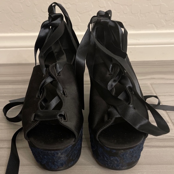 Renvy Satin Lace Up Platforms - Picture 3 of 10